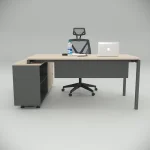 Ear Desk Oak (160cm with Bottom Shelf)